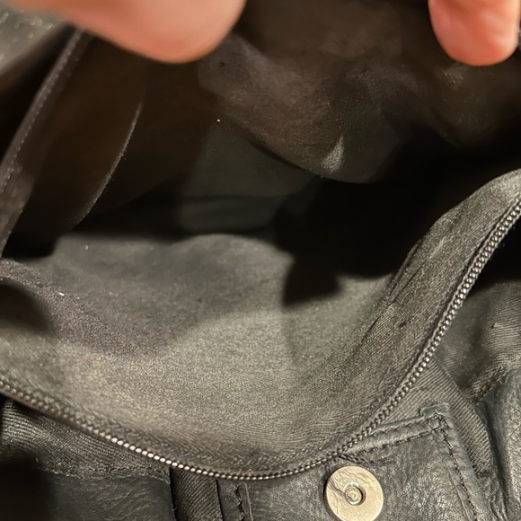 VINTAGE FOSSIL BLACK LEATHER UPCYCLED PAINTED BAG - Picture 7 of 14